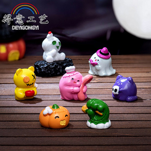 微景观创意可爱万圣节聚餐玩偶幽灵木乃伊南瓜公仔桌面树脂小摆件