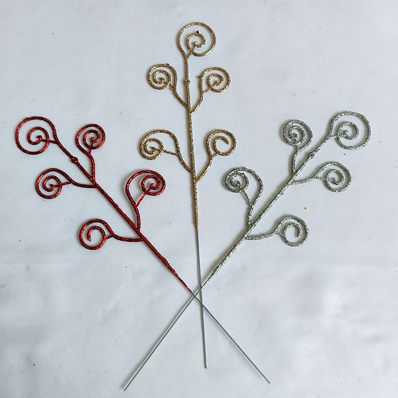 跨境新品圣诞装饰品金粉糖果圈插枝节日派对场景布置塑料配件仿真