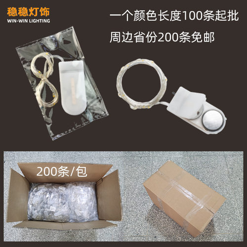 led灯串 礼盒蛋糕装饰纽扣铜线彩灯 圣诞节纽扣电池灯 鲜花灯串