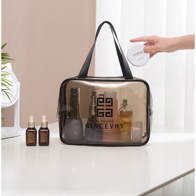 pvc透明化妆包ins风 旅行便携防水手提加厚洗漱包化妆品收纳包