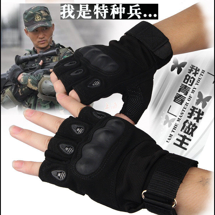 拍摄电影电视专用户外登山半指手套男黑鹰战术骑行格斗拳击健身