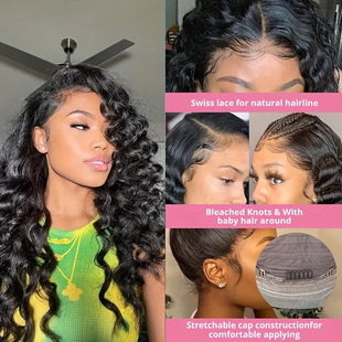 假发真人发丝前蕾丝13*4 hd loose wave human hair wigs跨境