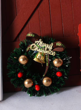 Dollhouse1:12娃娃屋圣诞门庭花环迷你 家居摆件丰富装饰节日场景