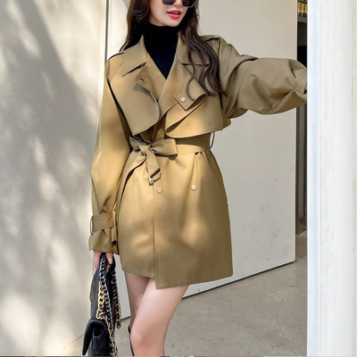 高级感短款风衣外套女小个子2025春秋季新款韩版收腰显瘦流行大衣