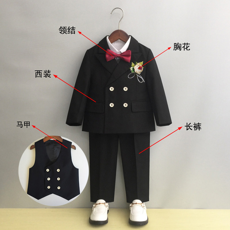 남아 슈트 아동용 스몰 슈트 핸섬한 영국 꽃 파는 소녀 웨딩복 쓰리피스 남아 피아노 연주복