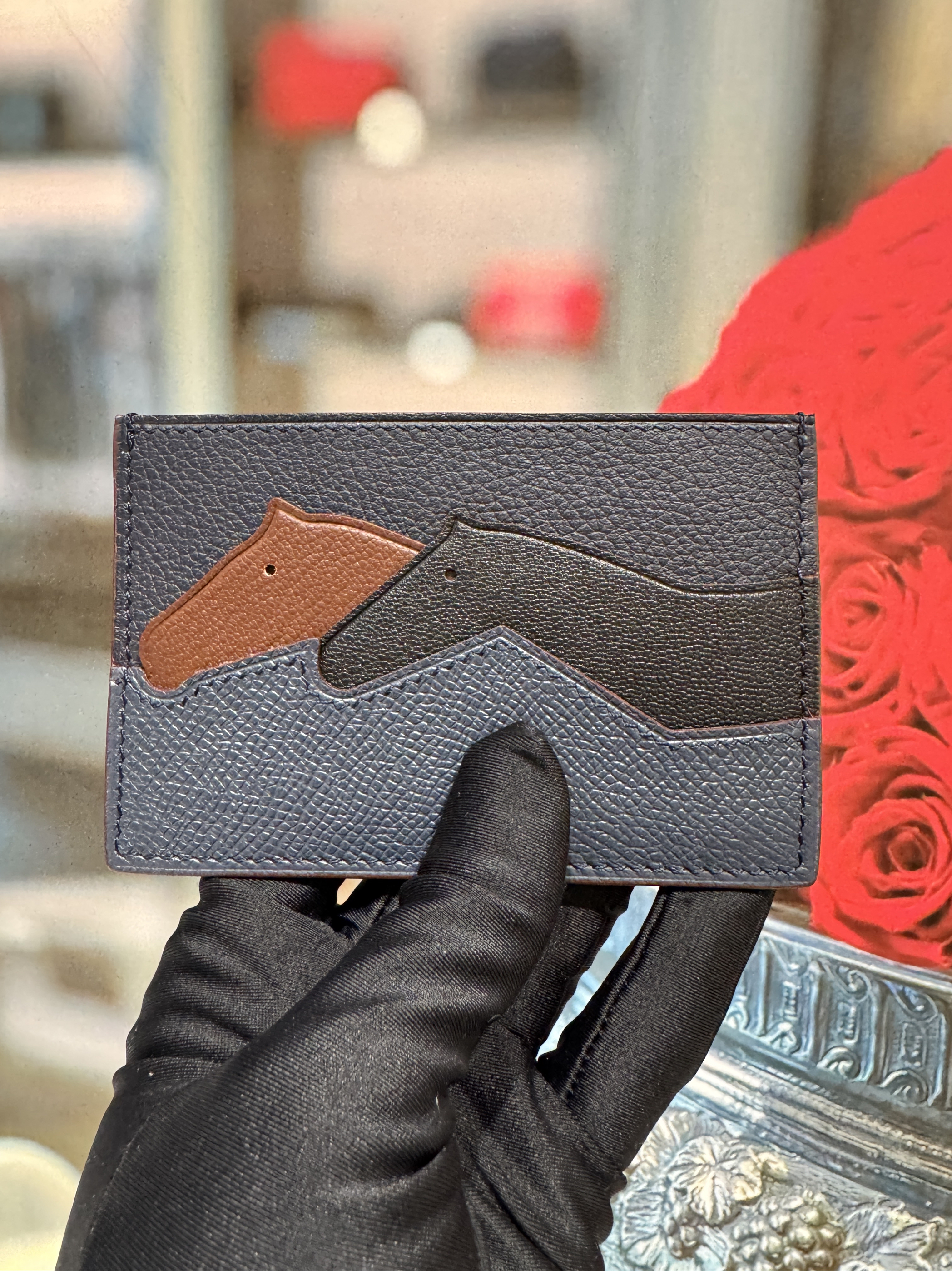 进口掌纹撞色双马头卡包头层牛皮信用卡套卡夹男女通用多款可选