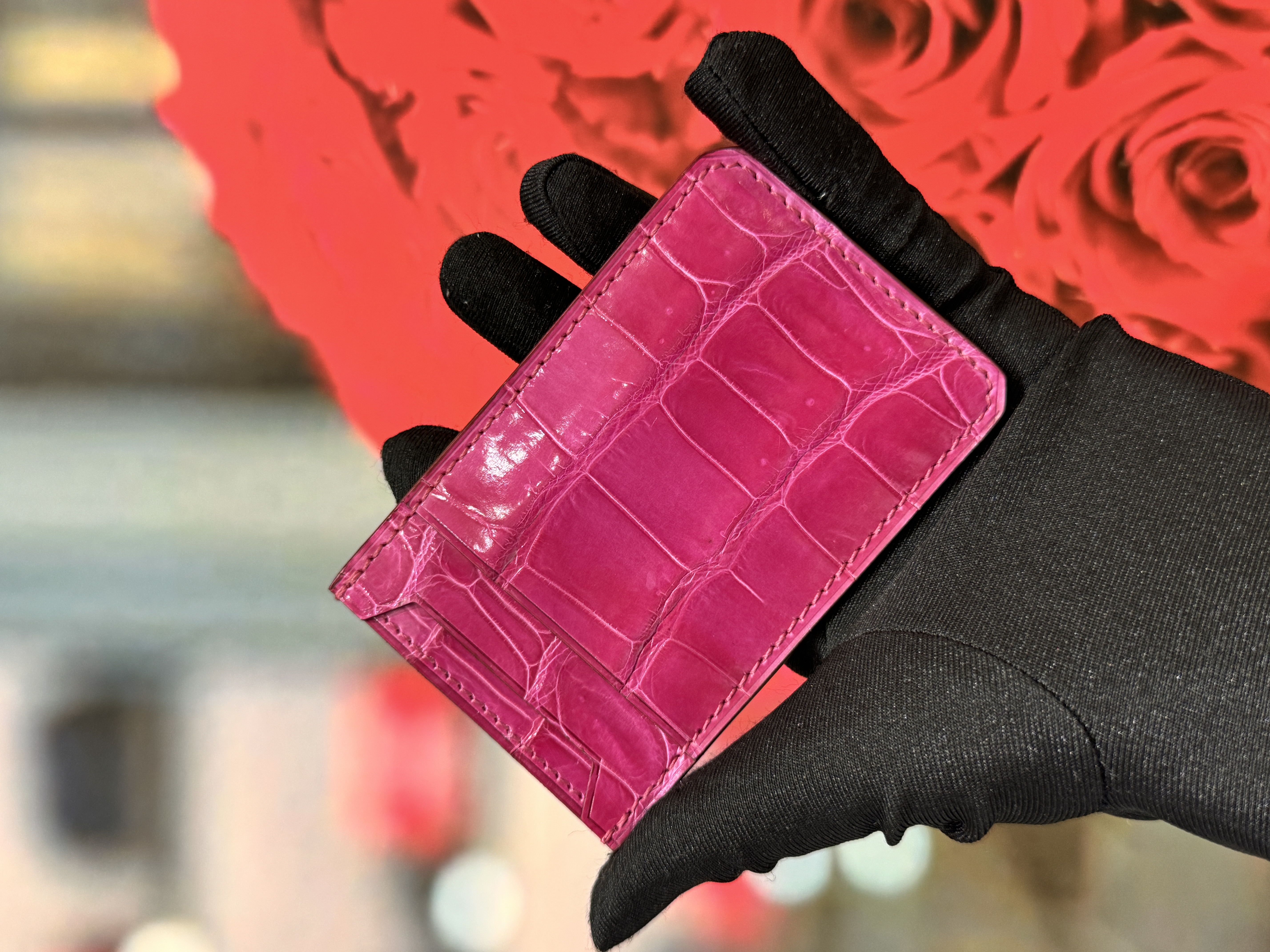 进口鳄鱼皮女士卡包city 4cc女士卡套信用卡夹多色男女钱包粉色