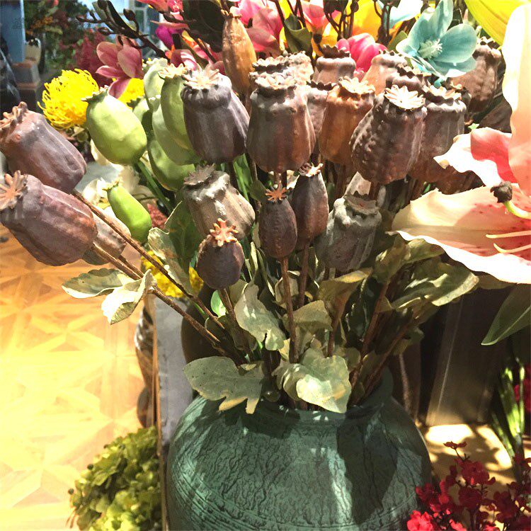 新款高档干果仿真植物复古罂粟果塑料花客厅装饰花艺假花插花摆件