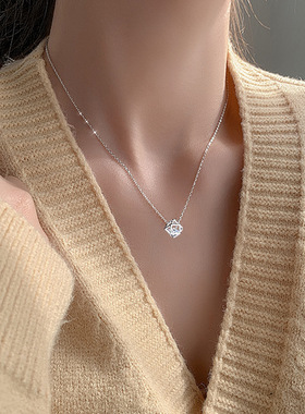 宁宁 几何闪钻切面球锁骨项链立体镂空魔方吊坠欧美时髦礼物女