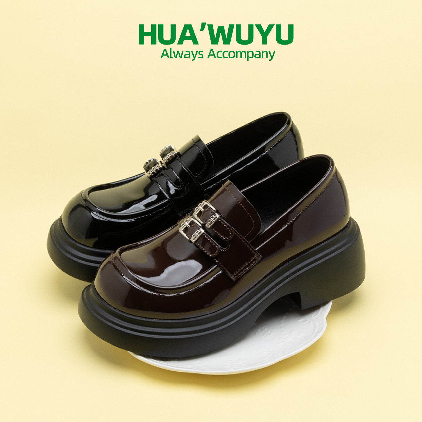 课间踏铃^化雾语圆头甜美乐福鞋女学生春夏季学院风JK制服鞋厚底