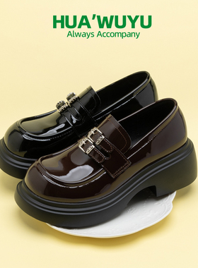 课间踏铃^化雾语圆头甜美乐福鞋女学生春夏季学院风JK制服鞋厚底