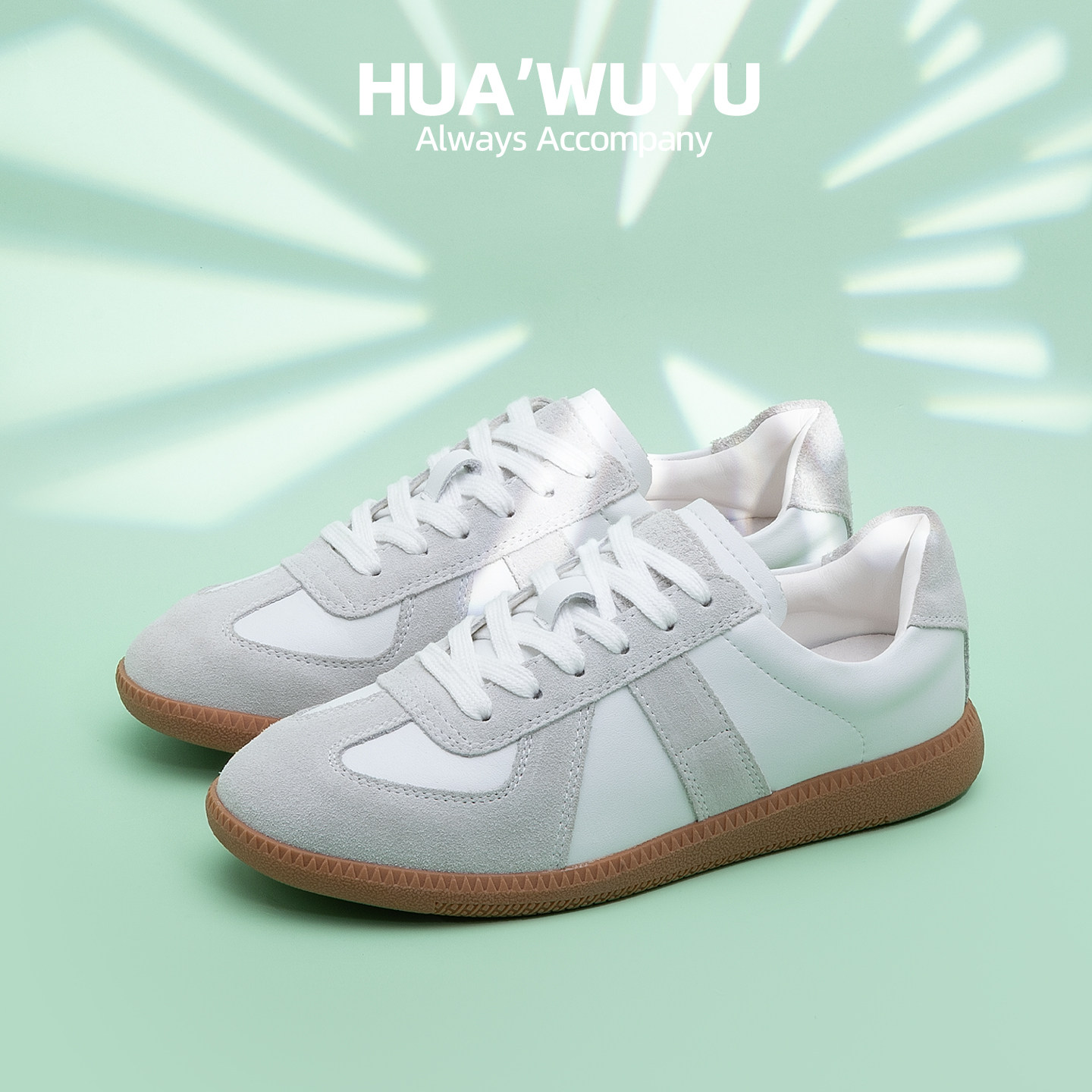 化雾语2026新款春秋季牛皮女学生士运动德训鞋百搭小白鞋休闲平底