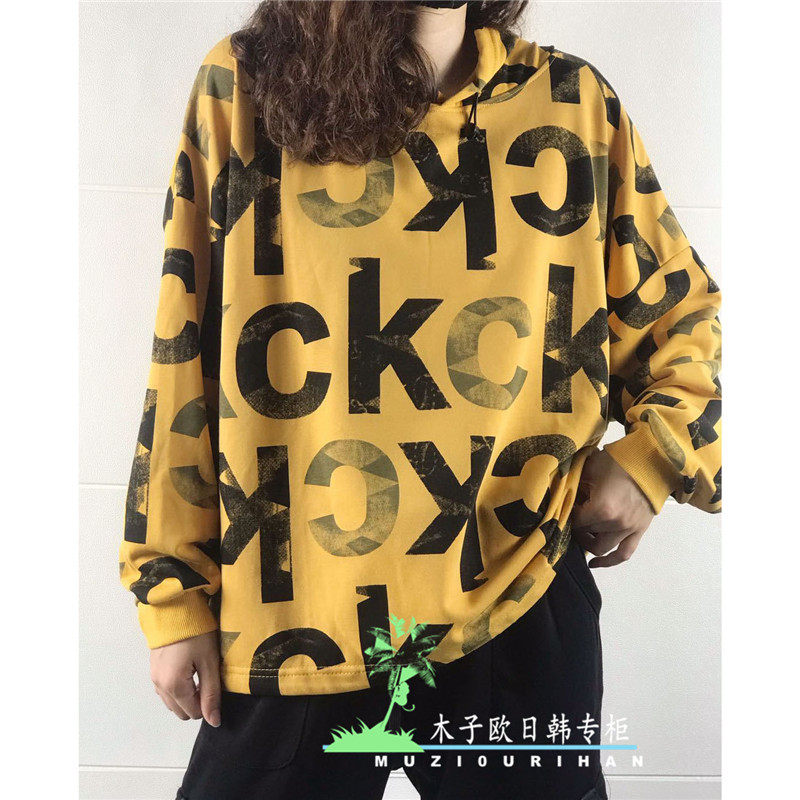 原创春秋新款森系宽松大码卫衣文艺字母蝙蝠袖宽松显瘦T恤打底衫