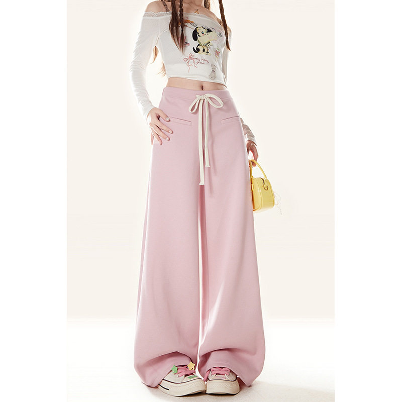 自然涩多巴胺粉色休闲运动裤女早春新款复古慵懒垂感加绒直筒卫裤,女装/女士精品,休闲裤,淘宝优惠券,粉丝福利购,淘宝优惠卷