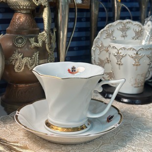 意大利ZANOBETTI皇室御用骨瓷咖啡杯红茶杯套装餐具