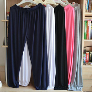 秋夏款加肥加大款男女薄款灯笼裤缩口晨练裤男士竹纤维睡裤家居裤