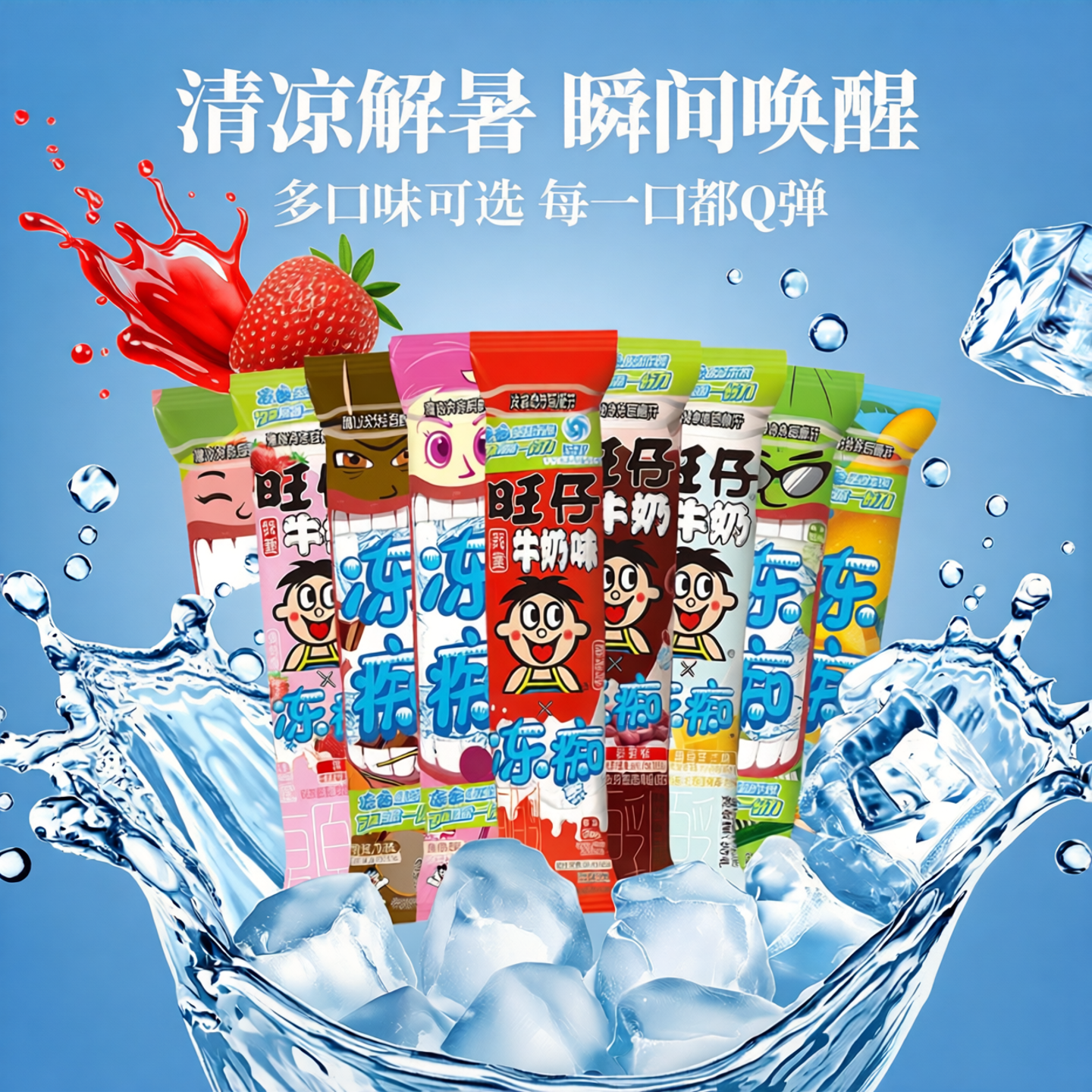旺仔冻痴85ml雪糕碎冰冰牛奶草莓等多口味袋装休闲解暑零食儿童