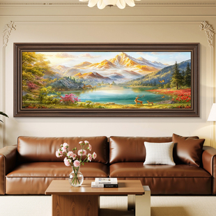 中古风客厅装饰画沙发背景墙挂画壁画法式复古高级感手绘油画风景