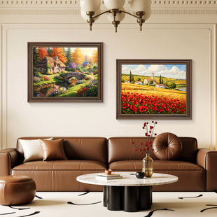 中古风轻奢卧室床头装饰画法式复古奶油风主卧房间挂画壁画高级感