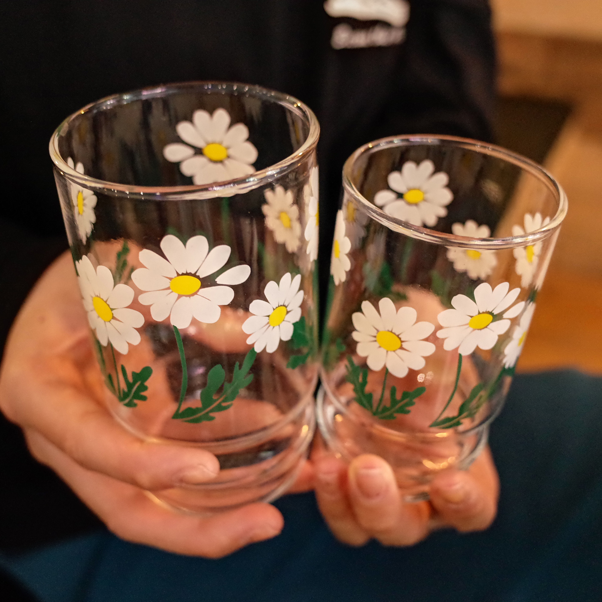 耐热玻璃小雏菊果汁印花杯