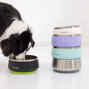 Pawaii怡爪狗碗猫碗狗盆304不锈钢狗碗防打翻饭碗护颈抑菌喝水盆