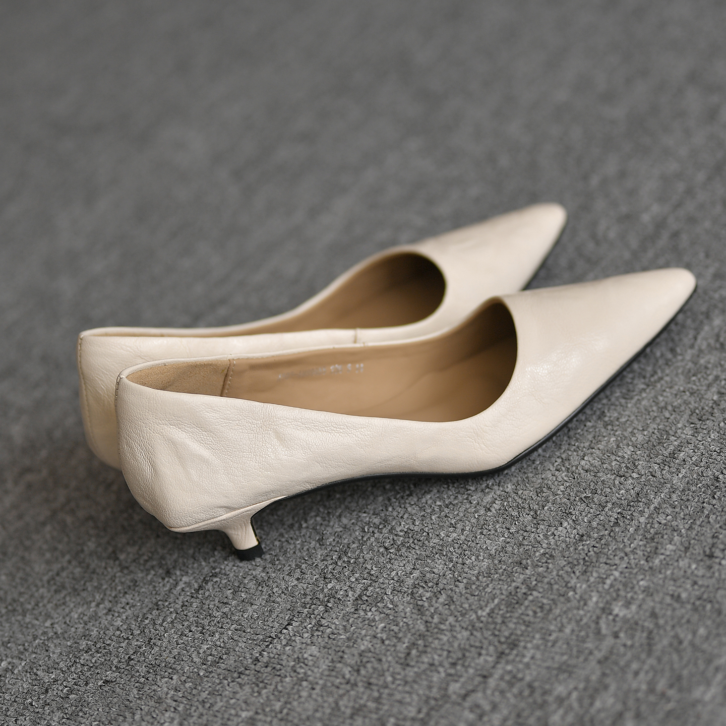 皮厚先生里外全羊皮小细跟尖头鞋