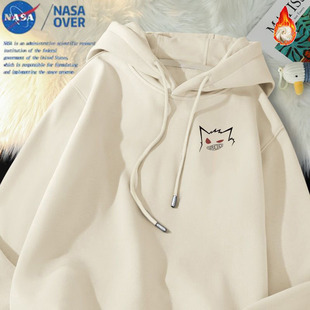 NASA联名耿鬼小标连帽卫衣上衣ins情侣套头卫衣男女秋冬宽松外穿