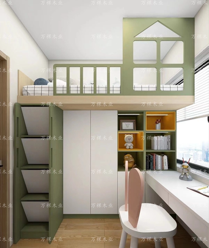 定制实木树屋床城堡上下下书桌床