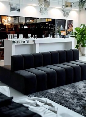 双面坐背靠背直排沙发卡座服装店美容院酒店大堂横厅休息区接待