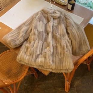 女童仿皮草水貂绒外套小女孩宝宝棉衣加厚洋气韩版中长款冬季大衣