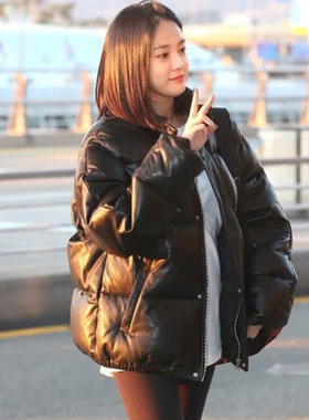 韩版黑色短款百搭棉衣女冬季明星同款立领面包服宽松保暖棉服外套