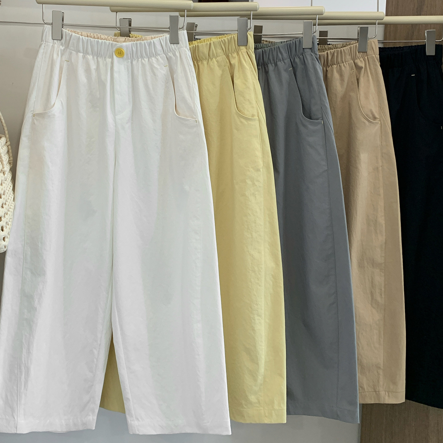 高端显瘦宽松直筒九分阔腿裤女26年新款日系小个子白色香蕉休闲裤