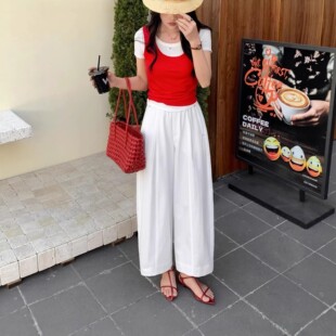 2026春夏新款百搭休闲垂感抗皱弯刀阔腿裤女高腰显瘦气质山本裤