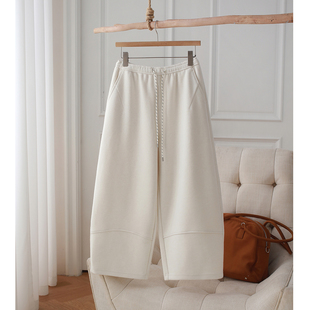 深圳南油重磅羊毛呢弯刀香蕉九分阔腿裤 女秋冬保暖高腰休闲气球裤