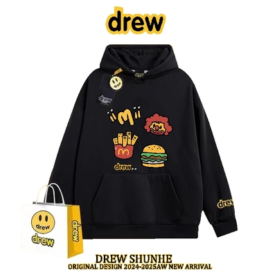 复古drew慵懒风连帽卫衣外套