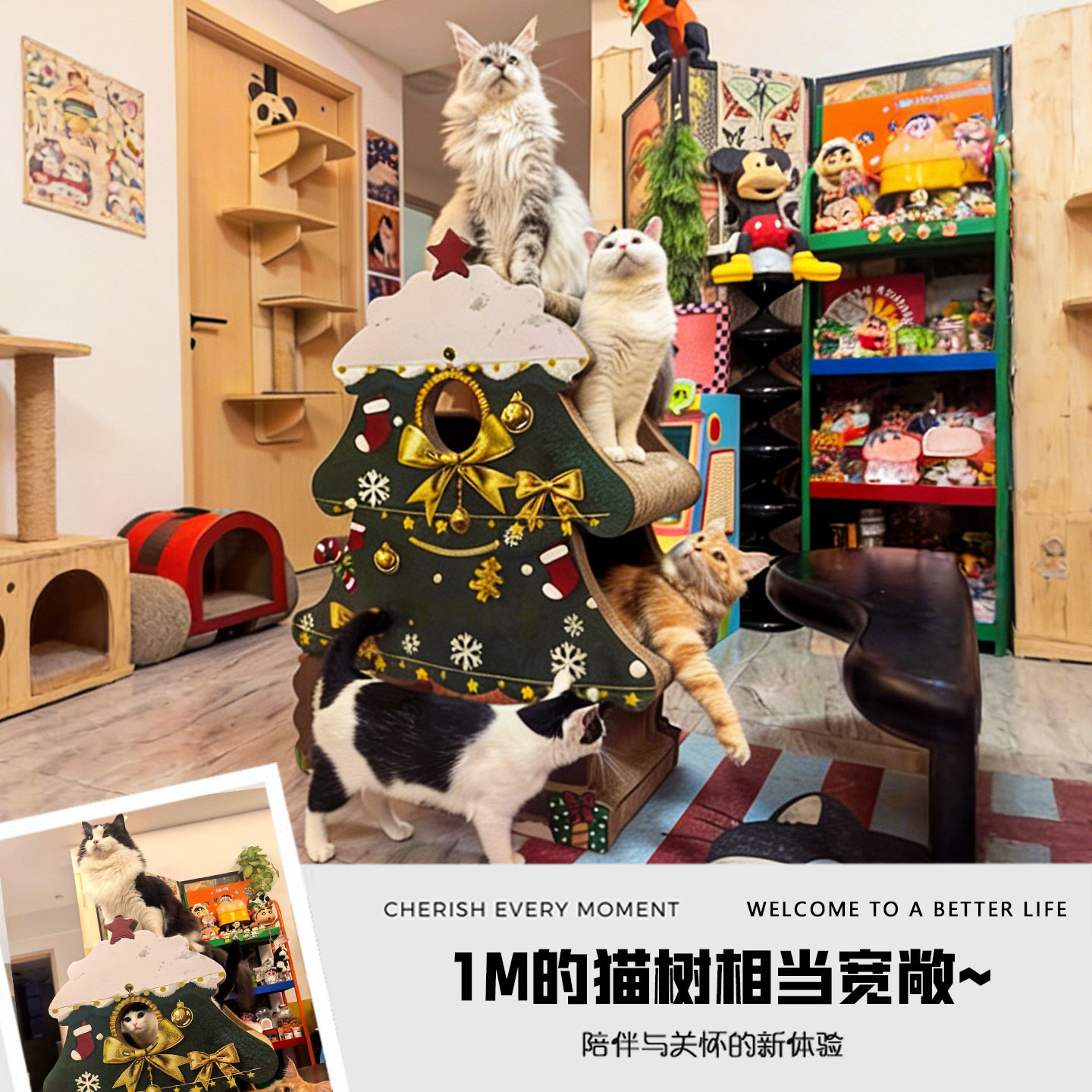 TAIL圣诞树猫抓板猫爬架加强BB稳定一体成型无需组装氛围感猫抓
