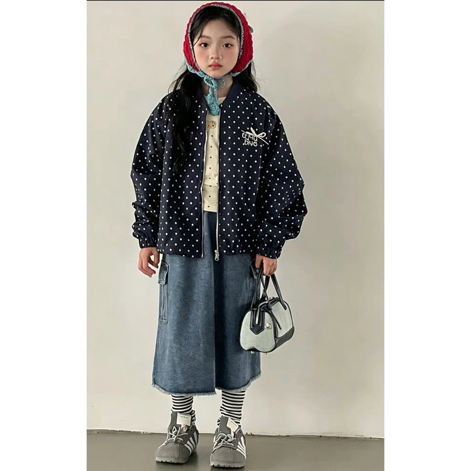 韩国女童圆点绣花棒球服2026秋季新款中大儿童外套小女孩洋气上衣