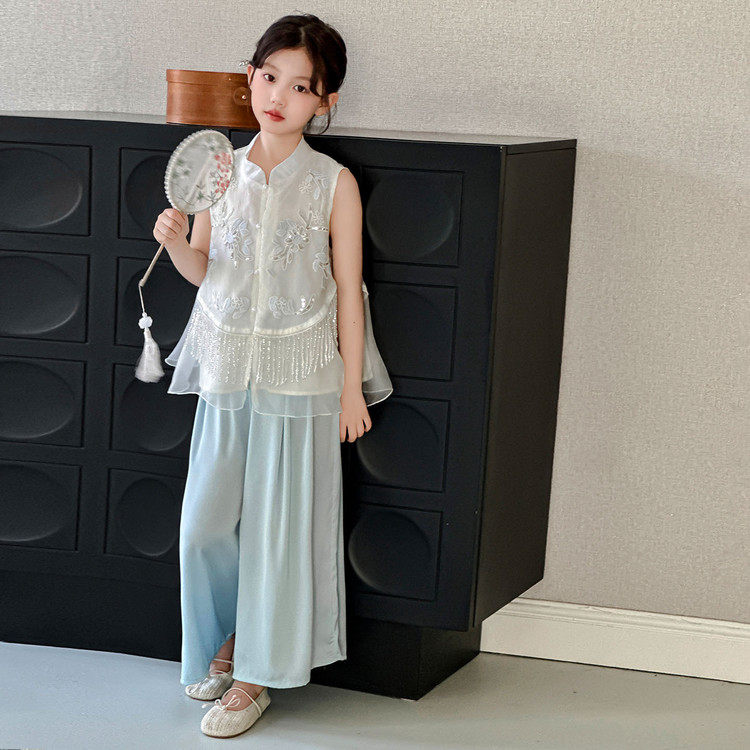 女童新中式汉服套装夏季2025新款网红国风儿童旗袍阔腿裙裤两件套,童装/婴儿装/亲子装,套装,淘宝优惠券,粉丝福利购,淘宝优惠卷