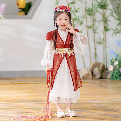 女童新疆少数民族服装汉服西域公主裙连衣裙异域风情哈萨克演出服