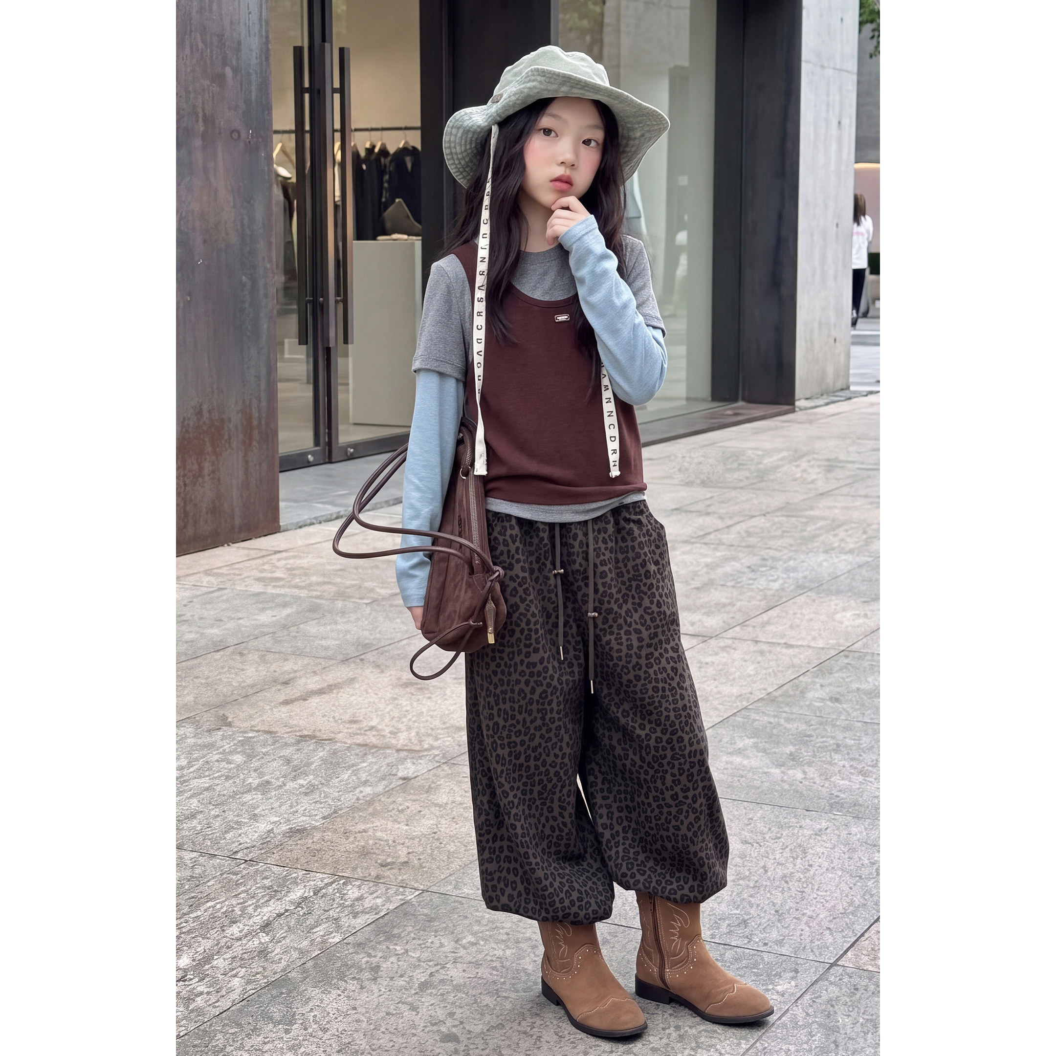 女童假两件长袖T恤秋装韩国童装女大童青少年秋季独特巨好看上衣