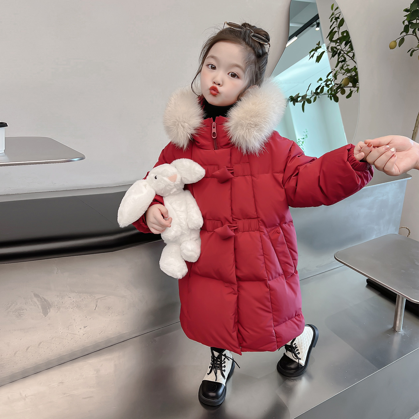 女童羽绒服冬季新款中长款