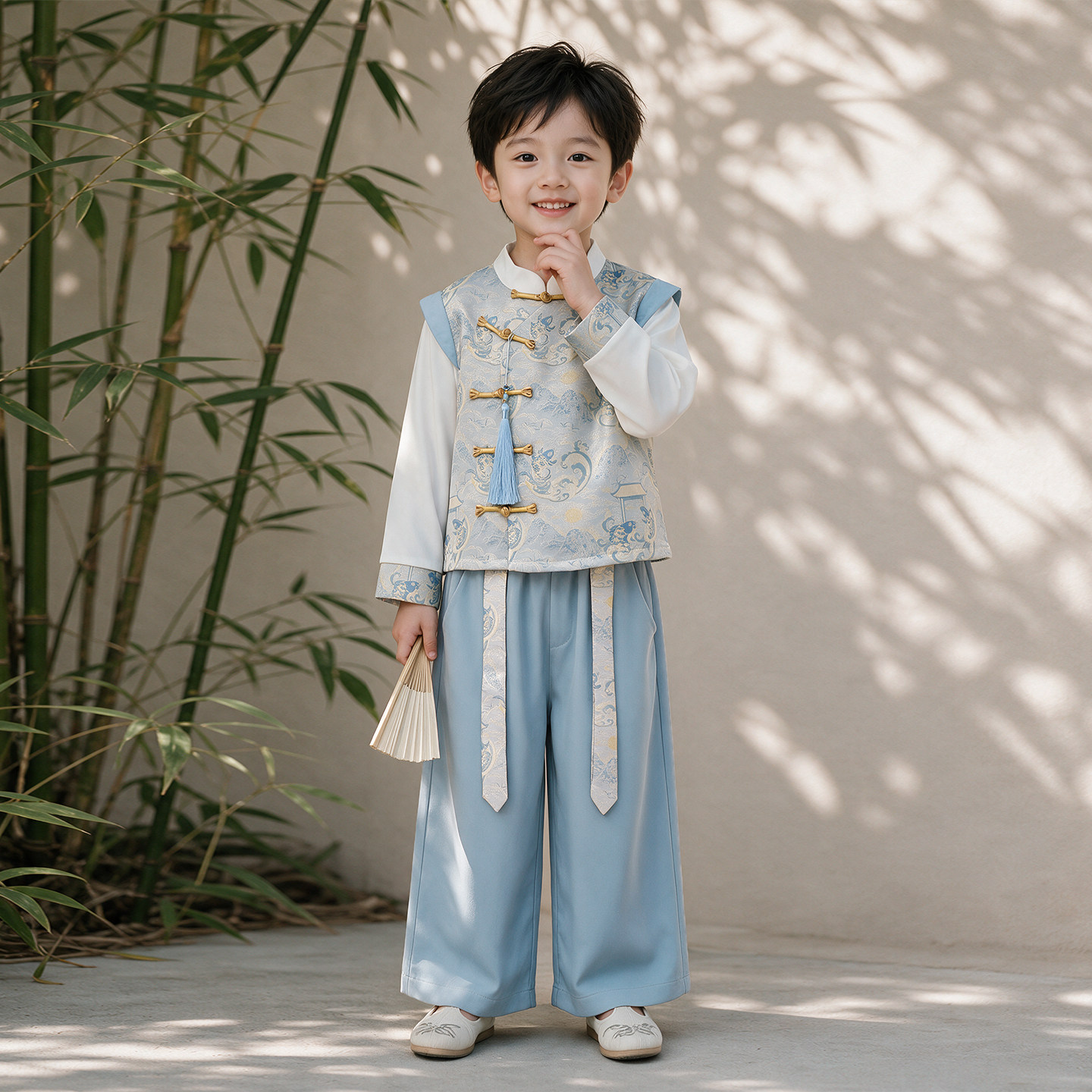 汉服男童2026新款儿童中国风春秋款长袖宝宝古装男孩中秋节国学服