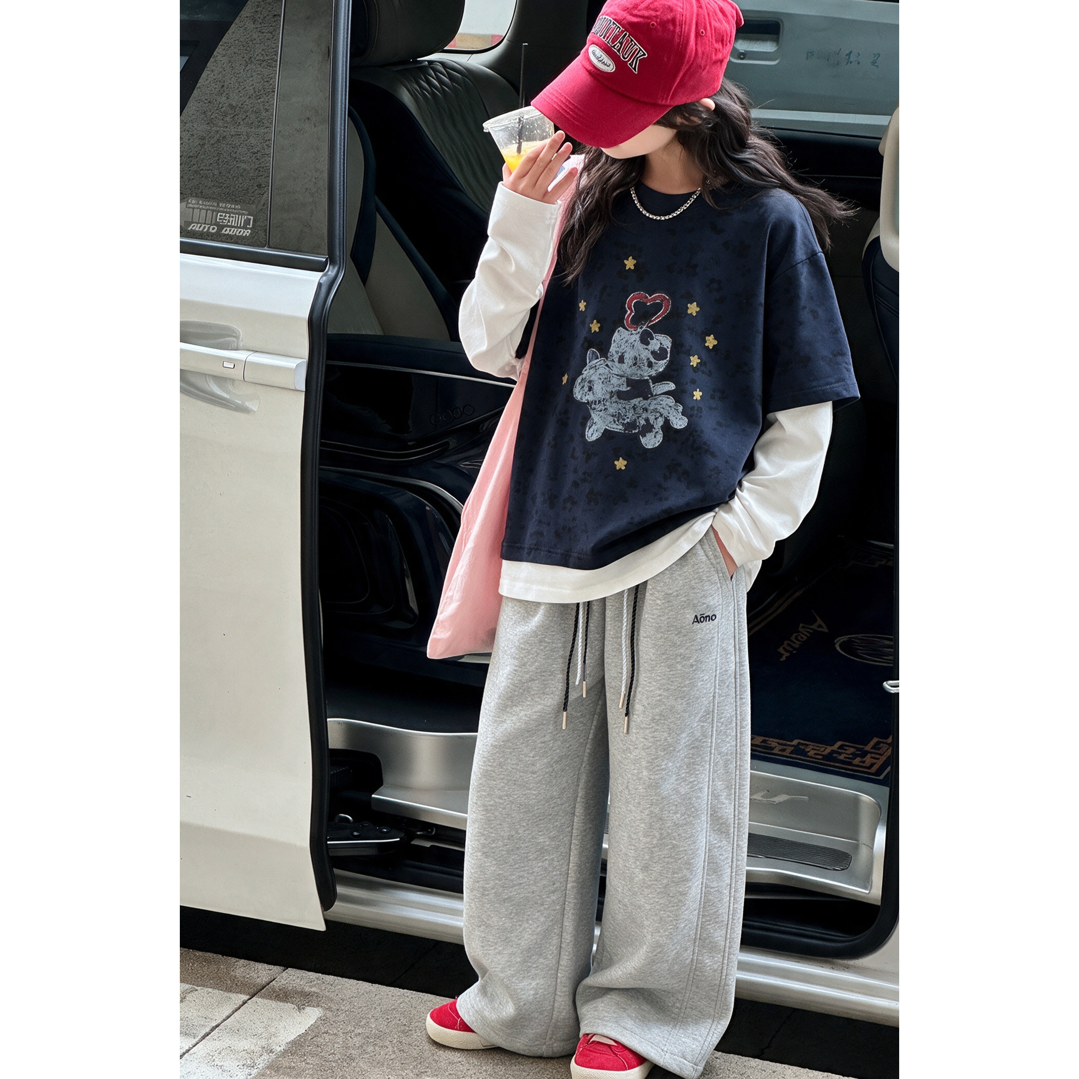 女童秋装套装女大童洋气时髦假两件卫衣儿童春秋款休闲运动卫裤潮