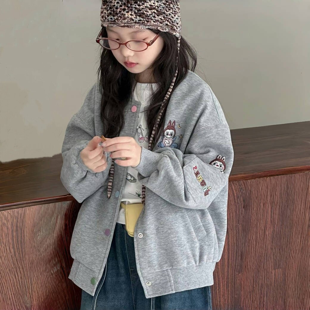 韩国女童外套儿童棒球服薄款秋装2026新款洋气卡通中大童上衣纯棉