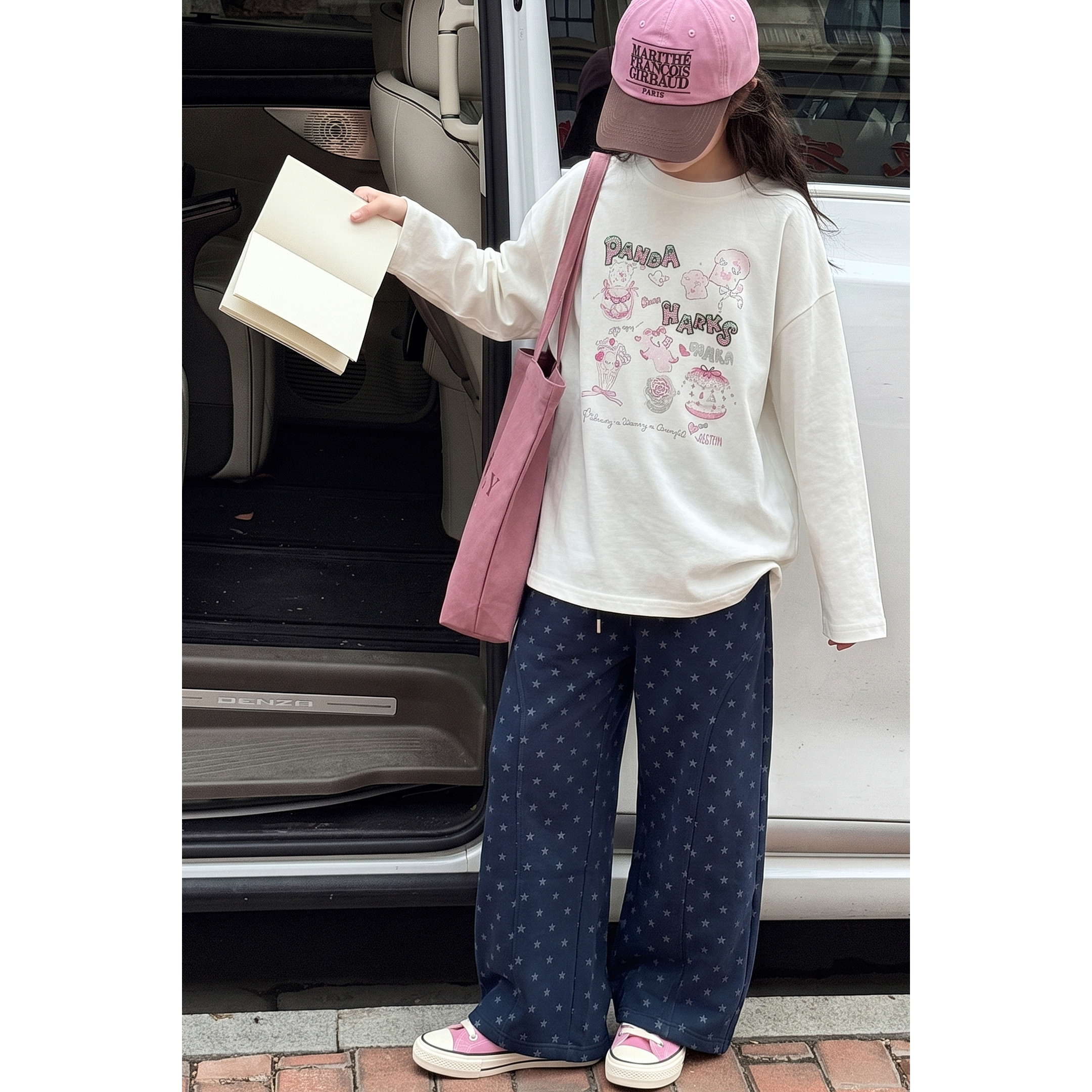 韩系女童长袖t恤打底衫儿童春秋上衣2026新款中大童碎花裤两件套