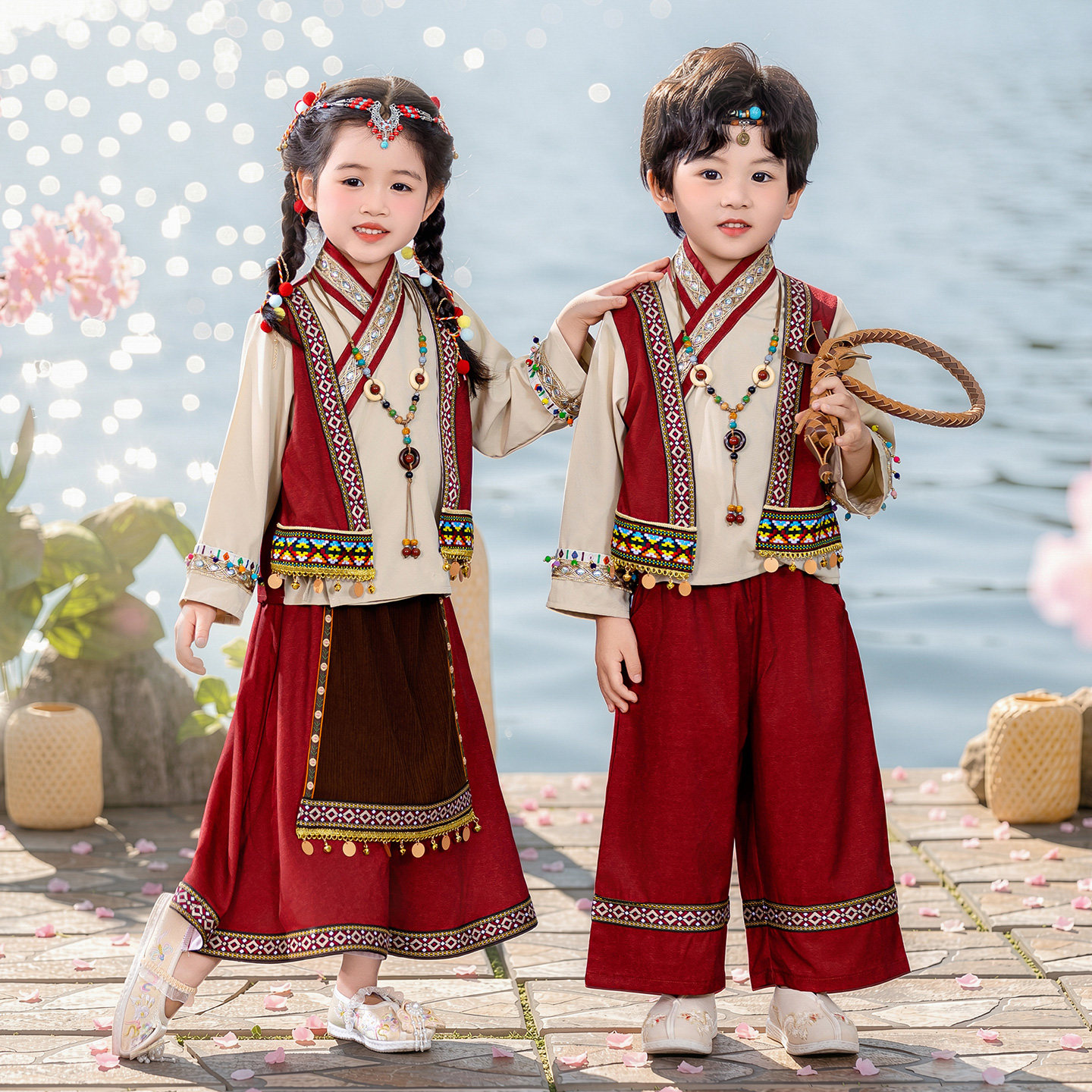 儿童春秋季少数民族藏族风表演出服男女童幼儿园六一节蒙古舞蹈服