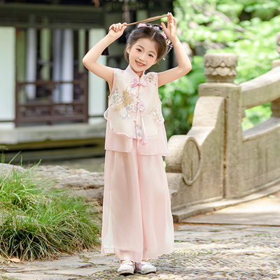女童汉服夏季2025新款唐装中式旗袍国风小女孩日常可穿古风演出服