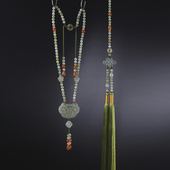 青娥 毛衣链民族风 璎珞项链背后挂件背云串珠玉牌古风岫玉长款