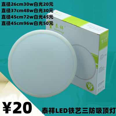 泰祥照明吸顶灯一体卧室厨房卫生间防尘虫潮LED三防铁艺铁材超薄