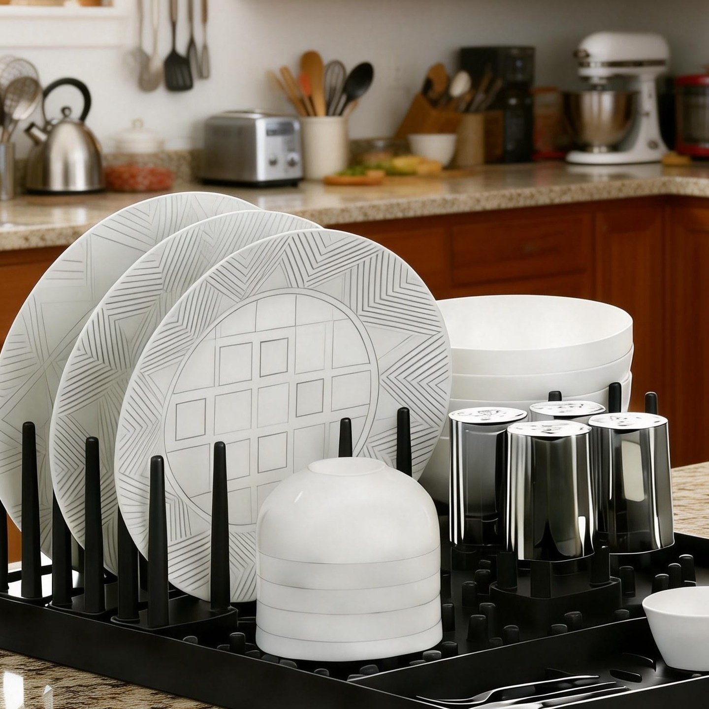 硅胶碗碟沥水架厨房置物架台面多功能可折叠碗筷碗盘餐具收纳架,厨房/烹饪用具,抹布架/厨房清洁收纳架,淘宝优惠券,粉丝福利购,淘宝优惠卷